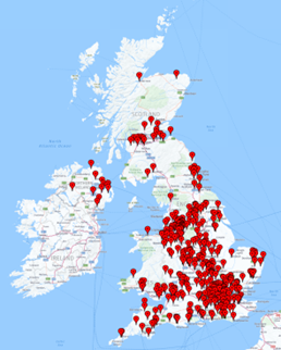 Locations of asset finance brokers