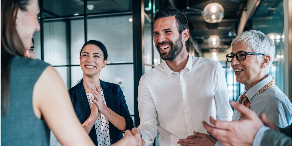 colleagues chatting at work